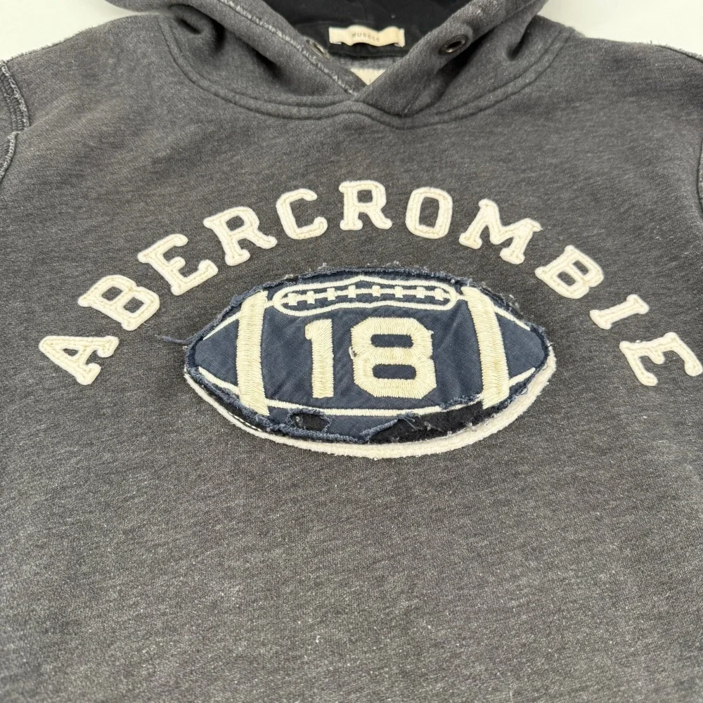 Abercrombie & Fitch Hoodie Mens M Pullover Gray Football 18 Logo - Picture 4 of 6